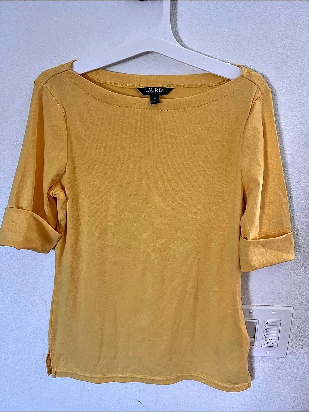 Lauren Ralph Lauren Stretch Cotton Boatneck Tee Yellow Medium